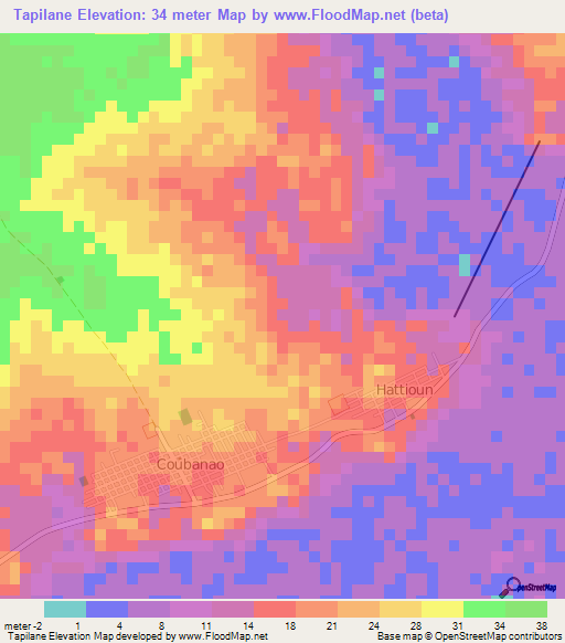 Tapilane,Senegal Elevation Map