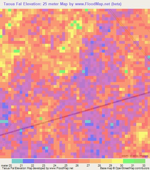 Taoua Fal,Senegal Elevation Map