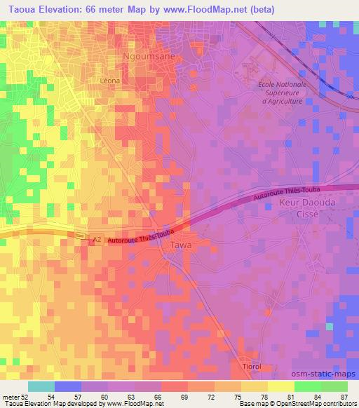 Taoua,Senegal Elevation Map