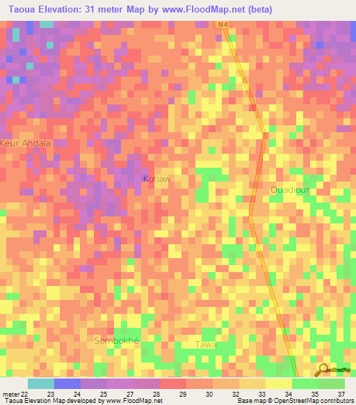 Taoua,Senegal Elevation Map