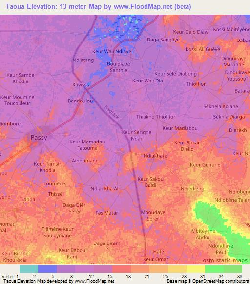 Taoua,Senegal Elevation Map