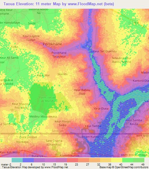 Taoua,Senegal Elevation Map