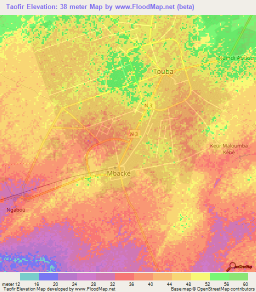 Taofir,Senegal Elevation Map