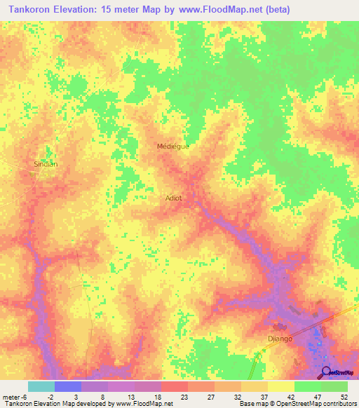 Tankoron,Senegal Elevation Map
