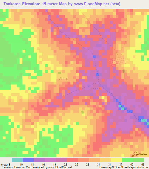 Tankoron,Senegal Elevation Map