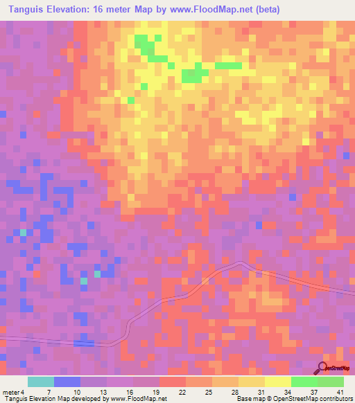 Tanguis,Senegal Elevation Map