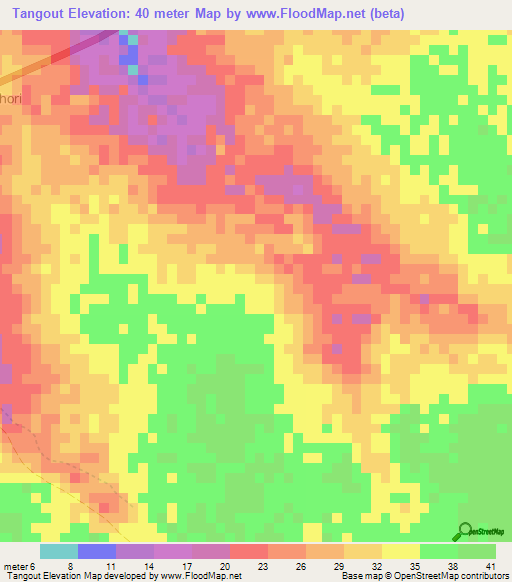 Tangout,Senegal Elevation Map