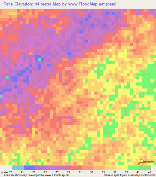 Tane,Senegal Elevation Map