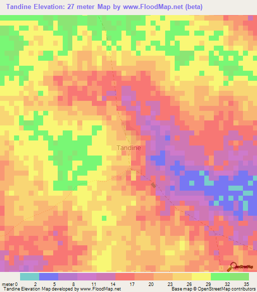 Tandine,Senegal Elevation Map