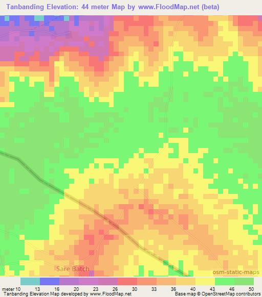Tanbanding,Senegal Elevation Map