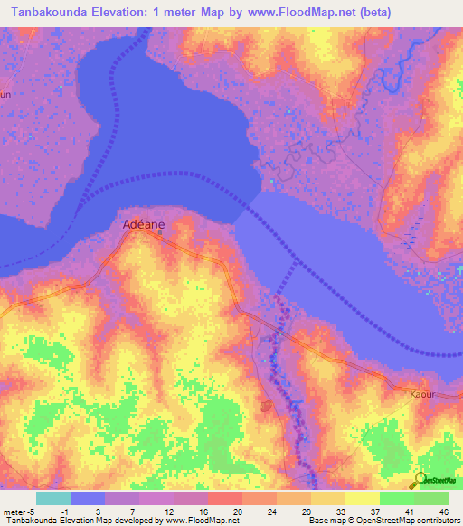 Tanbakounda,Senegal Elevation Map