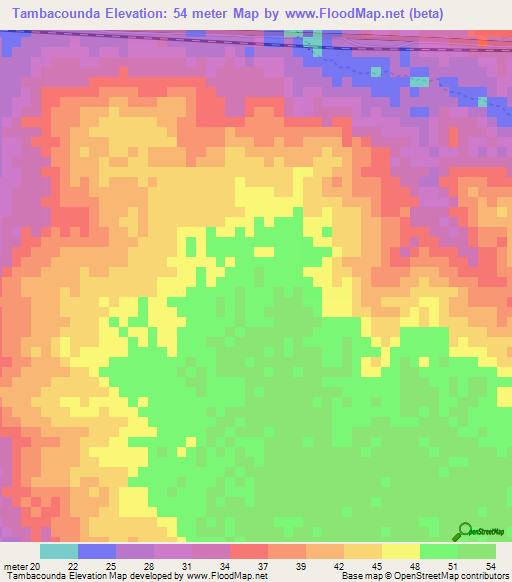 Tambacounda,Senegal Elevation Map