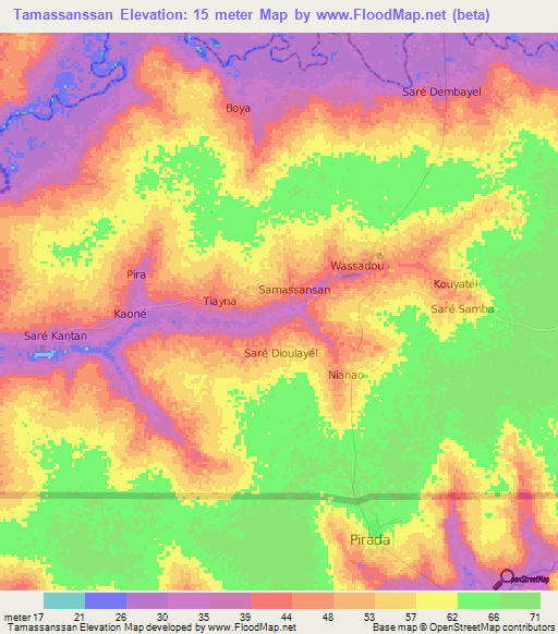 Tamassanssan,Senegal Elevation Map