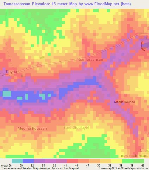 Tamassanssan,Senegal Elevation Map