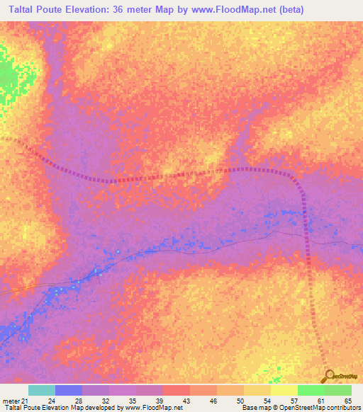 Taltal Poute,Senegal Elevation Map