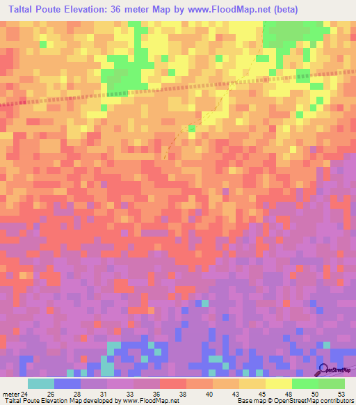 Taltal Poute,Senegal Elevation Map