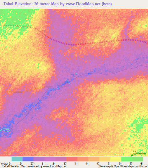 Taltal,Senegal Elevation Map