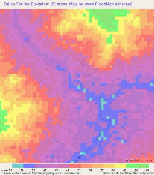 Taliko-Foulbe,Senegal Elevation Map