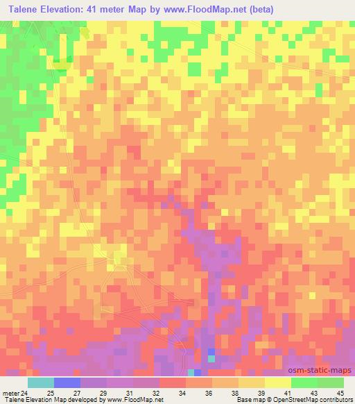 Talene,Senegal Elevation Map