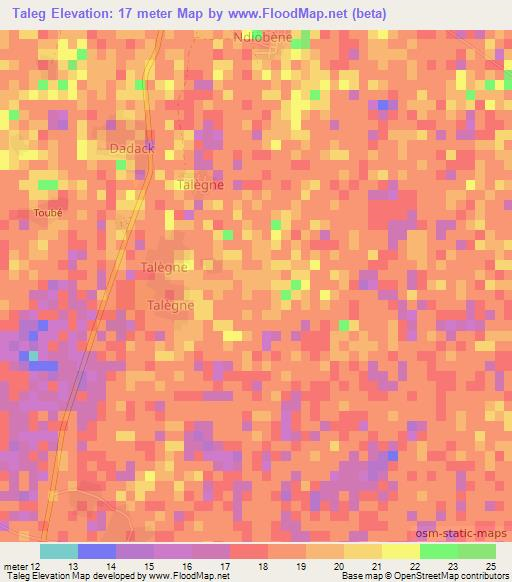Taleg,Senegal Elevation Map