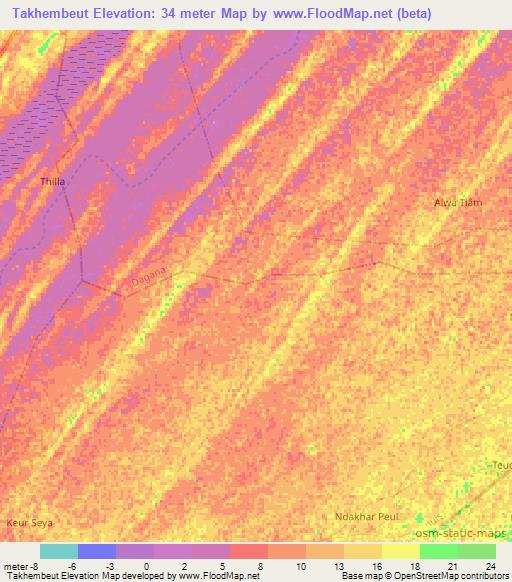 Takhembeut,Senegal Elevation Map