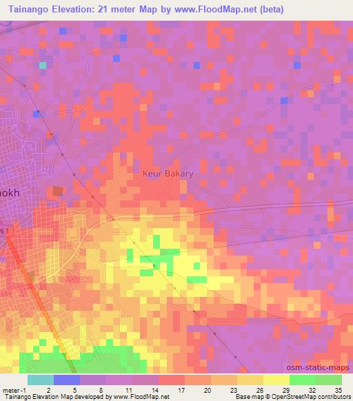 Tainango,Senegal Elevation Map