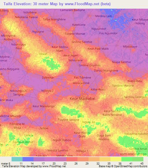 Taifa,Senegal Elevation Map