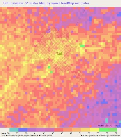 Taif,Senegal Elevation Map