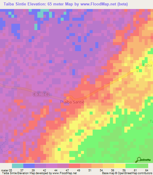 Taiba Sintie,Senegal Elevation Map