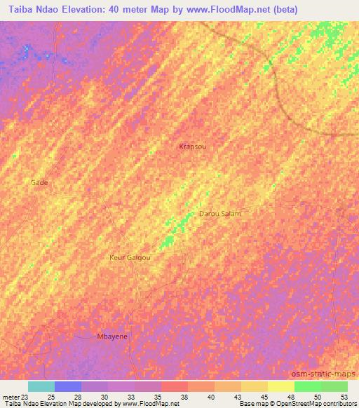 Taiba Ndao,Senegal Elevation Map