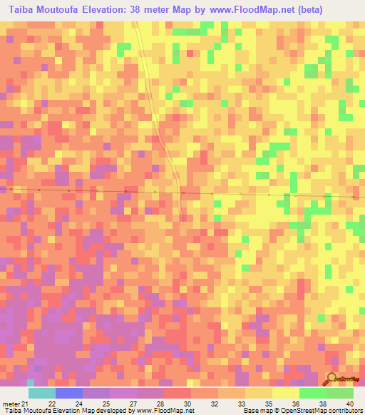 Taiba Moutoufa,Senegal Elevation Map