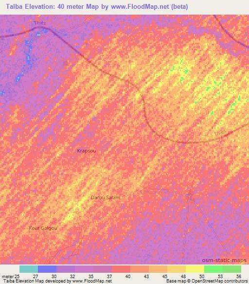 Taiba,Senegal Elevation Map