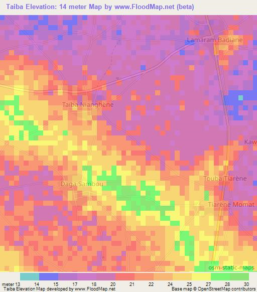 Taiba,Senegal Elevation Map