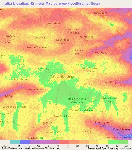 Taiba,Senegal Elevation Map