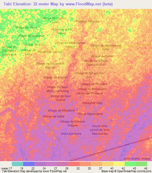Tabi,Senegal Elevation Map