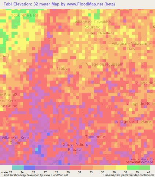 Tabi,Senegal Elevation Map