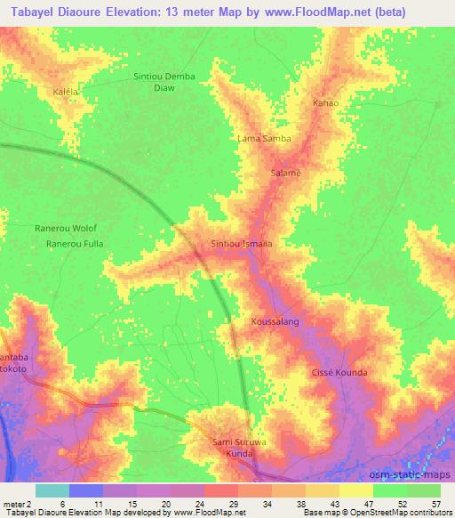 Tabayel Diaoure,Senegal Elevation Map