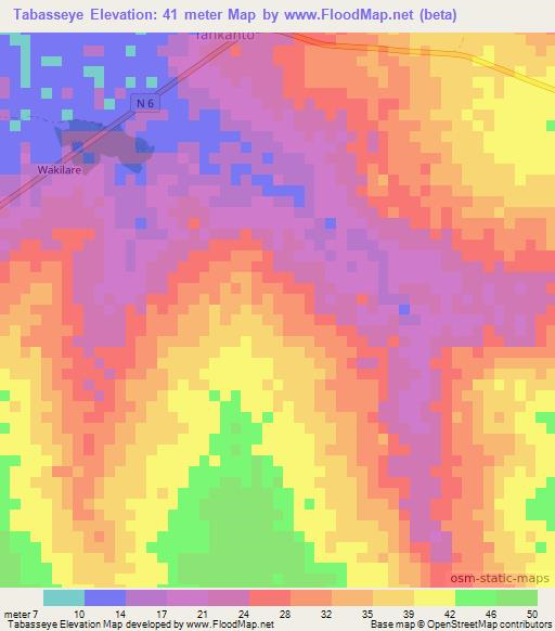 Tabasseye,Senegal Elevation Map