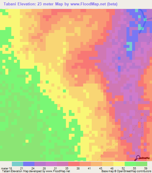 Tabani,Senegal Elevation Map