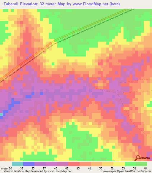Tabandi,Senegal Elevation Map