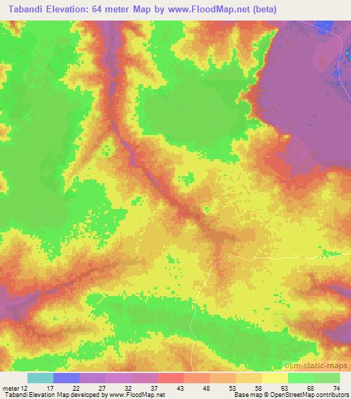 Tabandi,Senegal Elevation Map