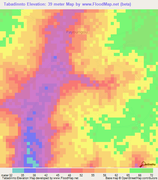 Tabadinnto,Senegal Elevation Map