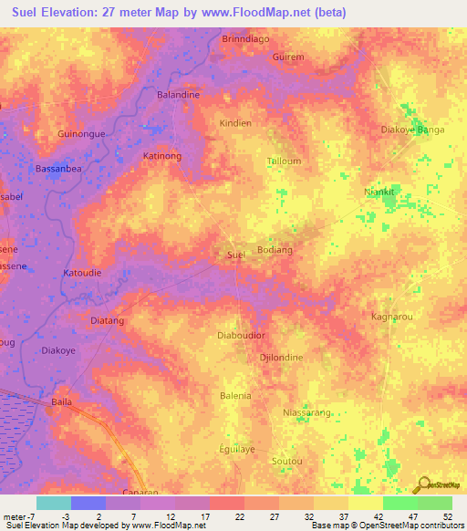 Suel,Senegal Elevation Map