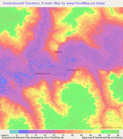Soutoukoundi,Senegal Elevation Map