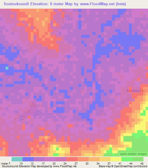 Soutoukoundi,Senegal Elevation Map