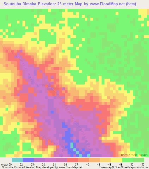 Soutouba Dimaba,Senegal Elevation Map