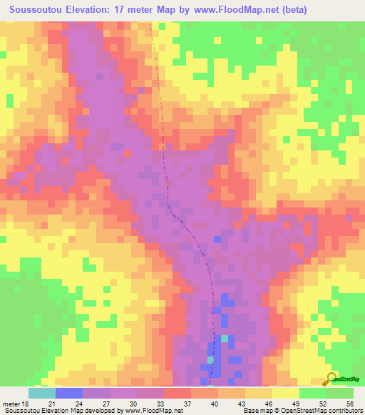 Soussoutou,Senegal Elevation Map