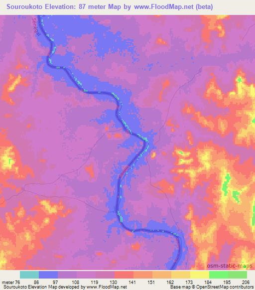 Souroukoto,Senegal Elevation Map