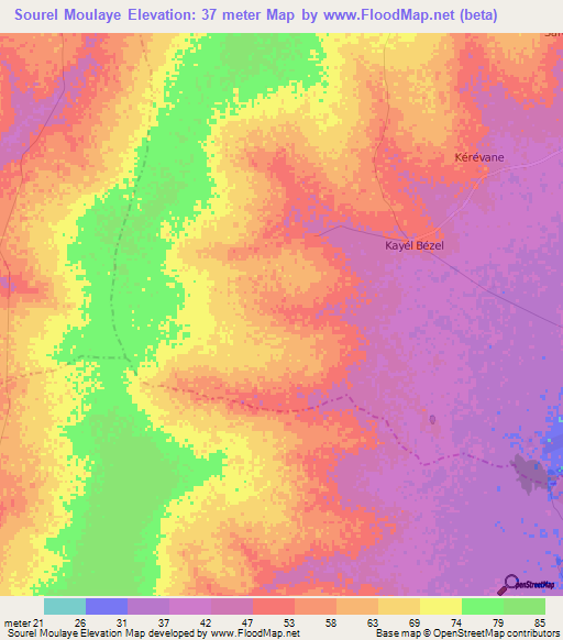 Sourel Moulaye,Senegal Elevation Map