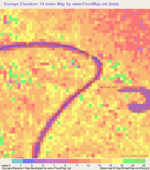 Souraye,Senegal Elevation Map